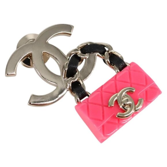 CHANEL COCO Mark Brooch metal Silver CC Auth - Picture 1 of 11